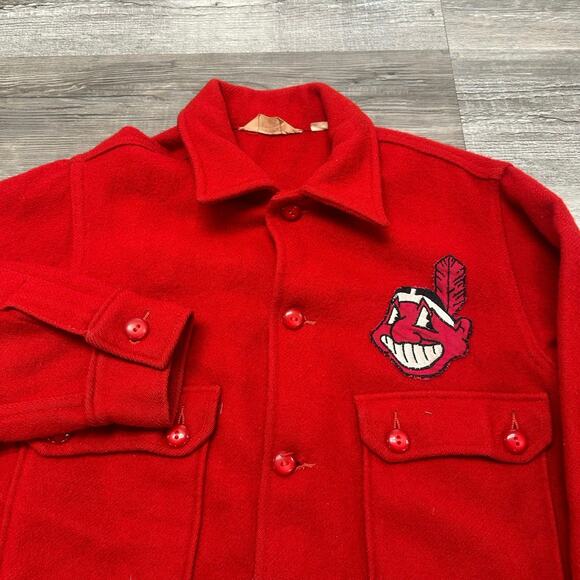Vintage 60s 70s Boy Scouts Of America Cleveland Indians Red Mens S Wool Jacket - Picture 1 of 9